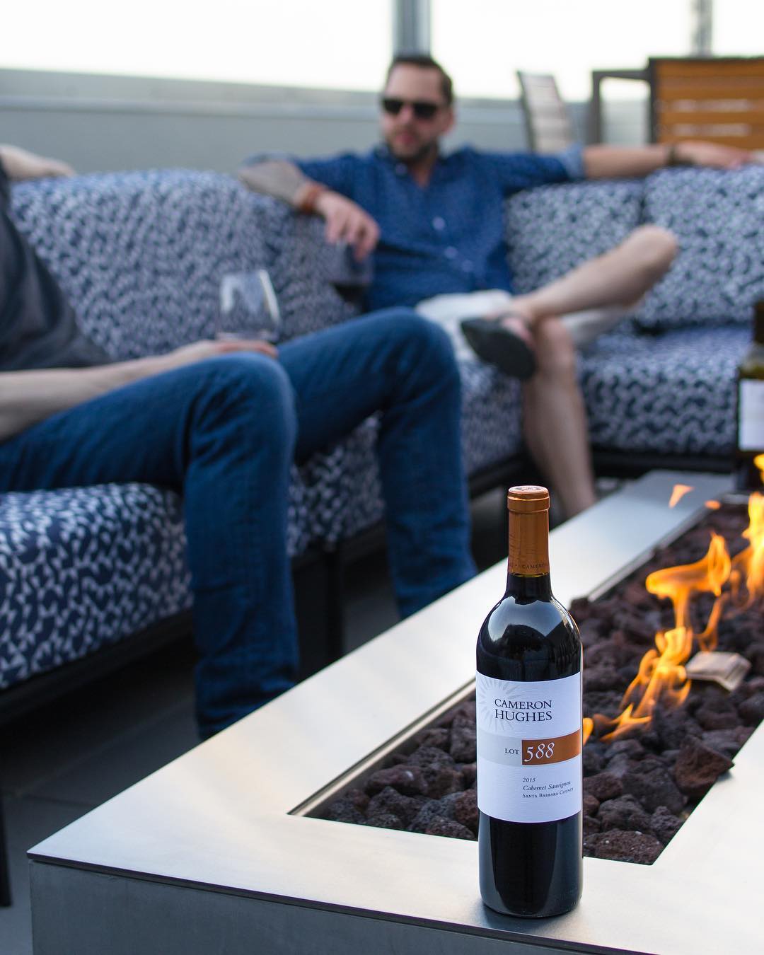 Relaxing outside around the fire